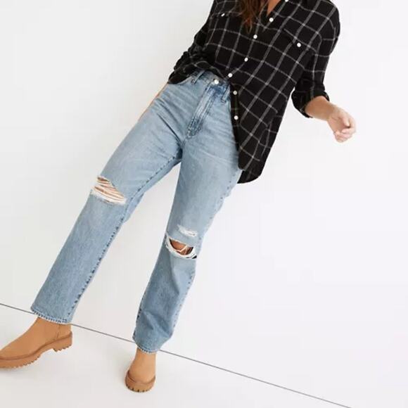MADEWELL The Perfect Vintage Straight Jean Berrimore Wash Ripped Edition - Picture 3 of 6
